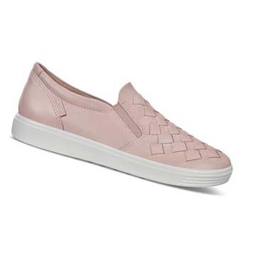 Women's Ecco Soft 7 Woven Sneakers Pink | USA 249BEX